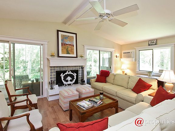 Living Room with wood burning fireplace