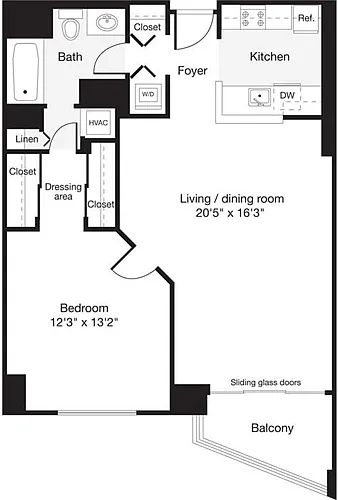 Floor plan 1 Bedroom C