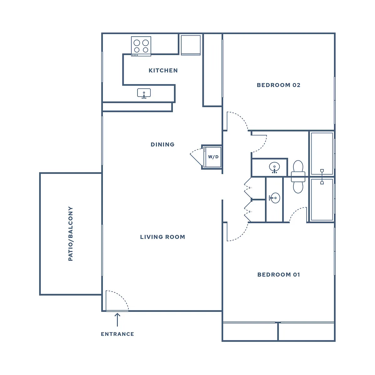 Floor plan 2 Bed, 2 Bath - B2 (Catalina)