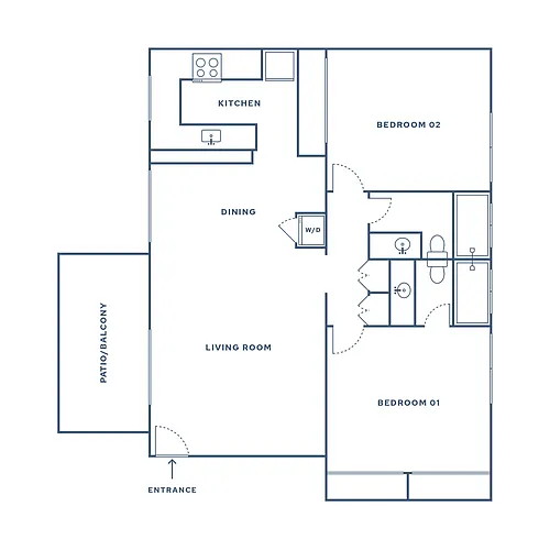 Floor plan 2 Bed, 2 Bath - B2 (Catalina)