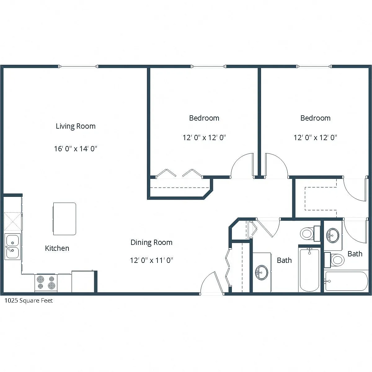 Floor plan Two Bedroom 22B