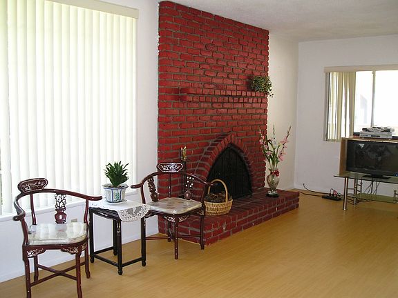 bright living room and fireplace