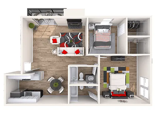 Floor plan B4: 2 Bed 2 Bath