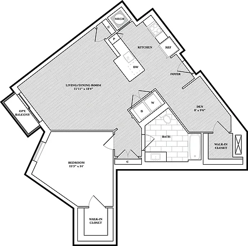 Floor plan 1 Bed/1 Bath