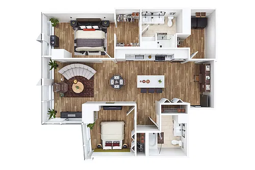 Floor plan Two Bed - D (ADA)