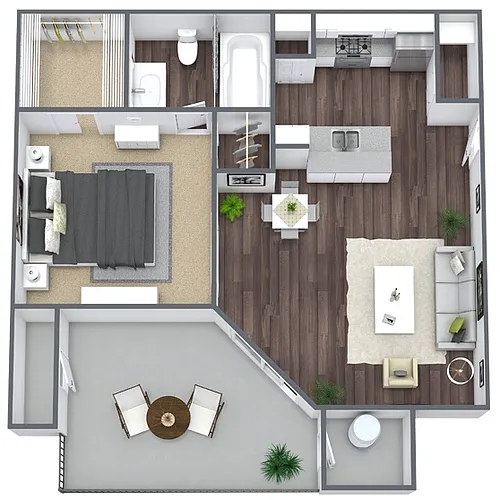 Floor plan A1: 1 Bed 1 Bath