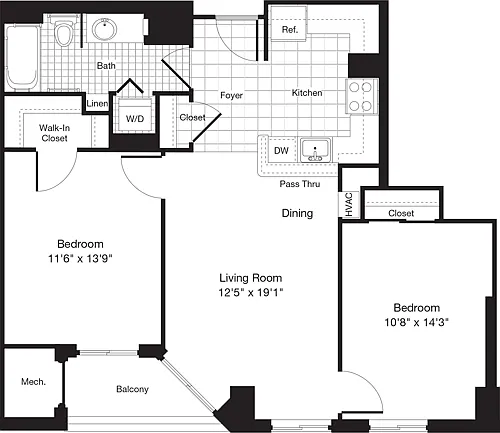 Floor plan 2 Bedrooms W