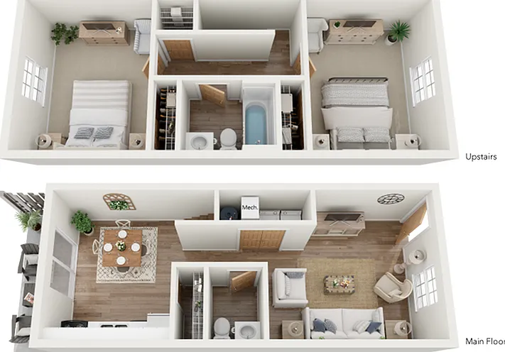 2 BR x 1.5 BA Townhome 2 BR x 1.5 BA Townhome