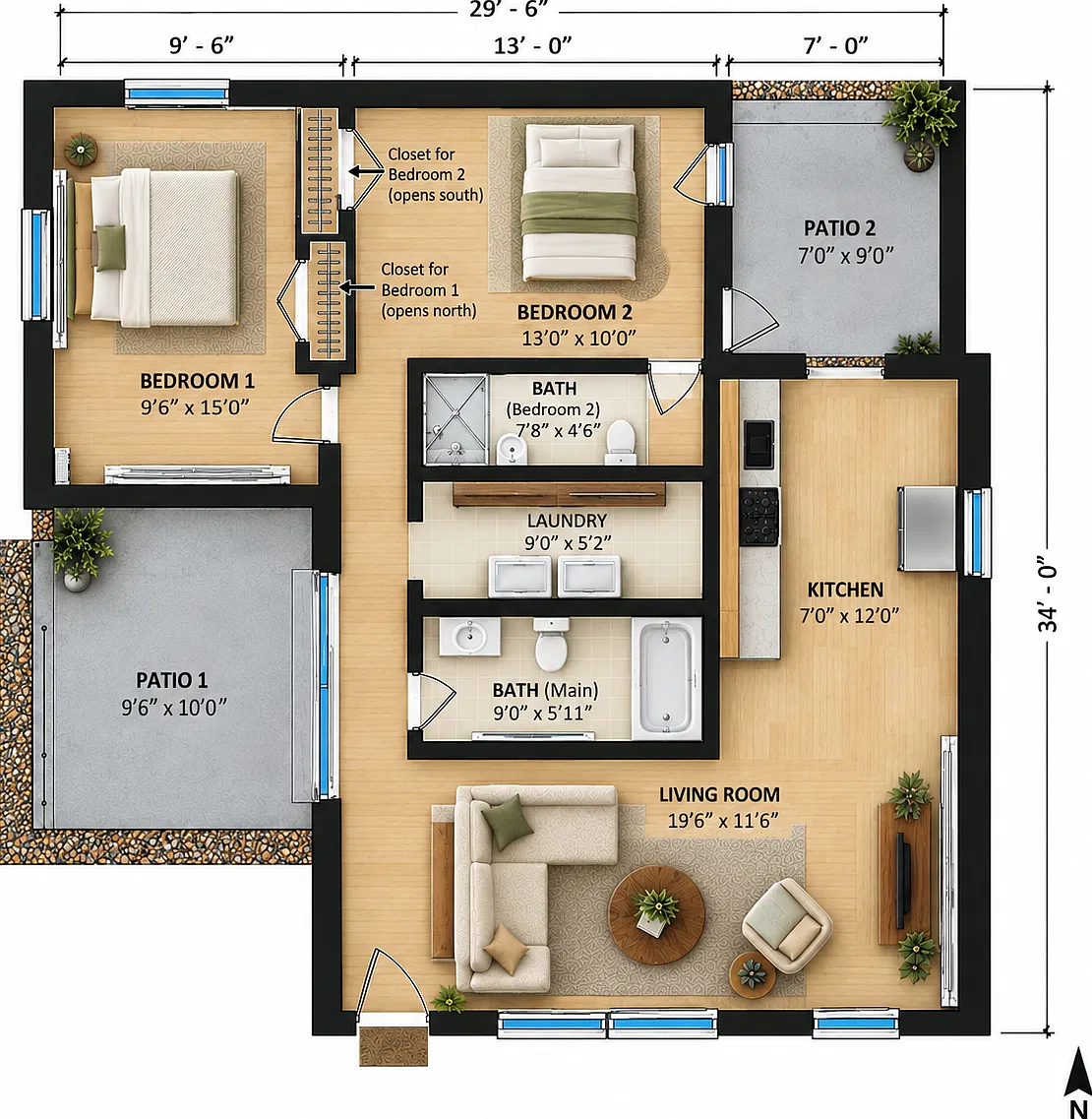 2 bed, 876 sqft, $2,000 — Photo 2