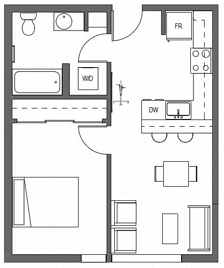 Floor plan One Bedroom - A3