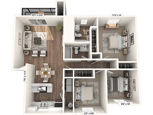 Floor plan 3 BED 2 BATH