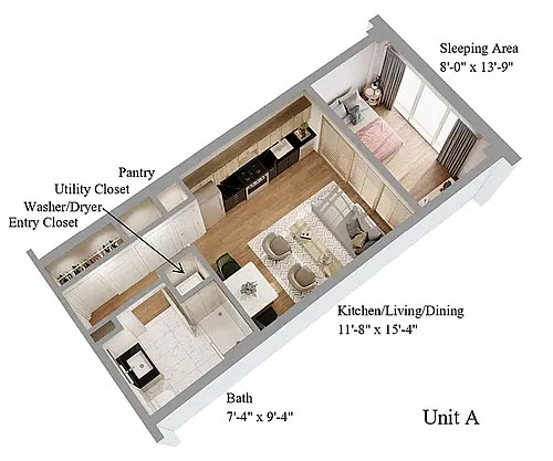 Floor plan Corner Studio- Southwest View