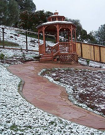 Gazebo and flagstone walkway (backyard)