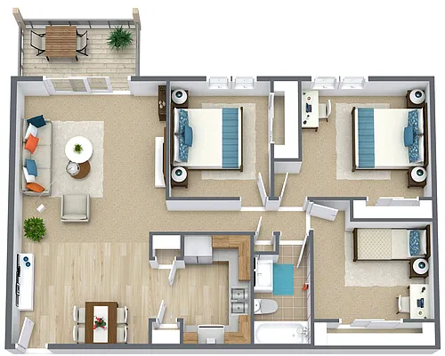 Floor plan 3BR 1BA - Large