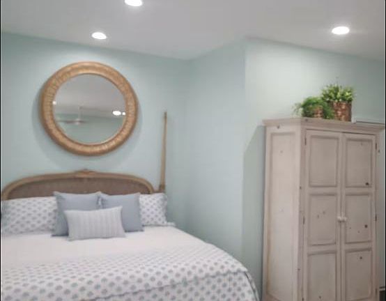 King Bed & Wardrobe with Hanging Closet/Drawers Iron/Ironing Board