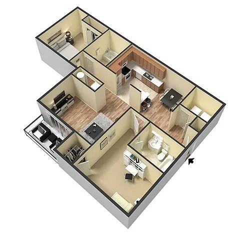 Floor plan 2 bed 2 bath medium