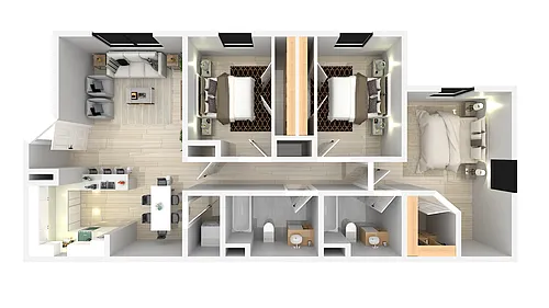 Floor plan 3 Bedroom 2 Bathroom Renovated