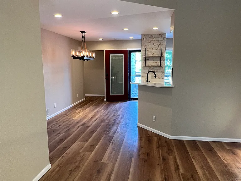 Living area with lofted ceiling