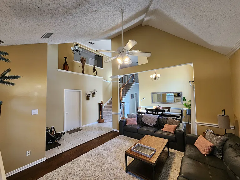 Living room and dining room