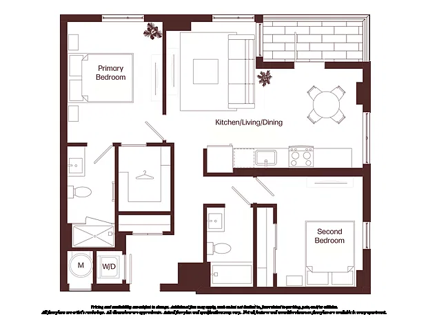 Floor plan 2 Bed - 2 Bath | b02