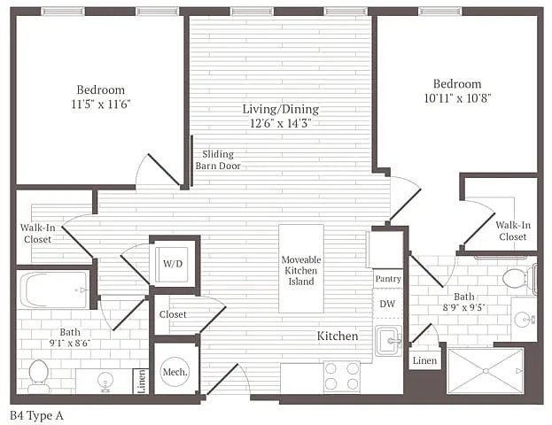 Floor plan 2 Bed 2 Bath