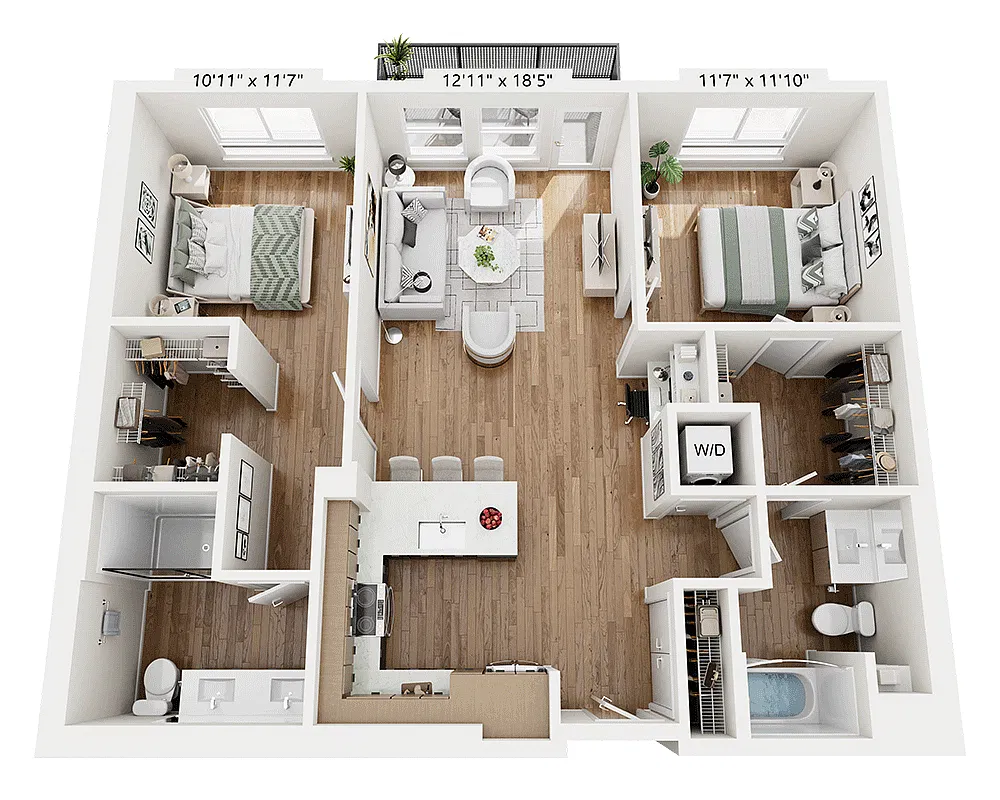 Floor plan Two Bedroom - B2C