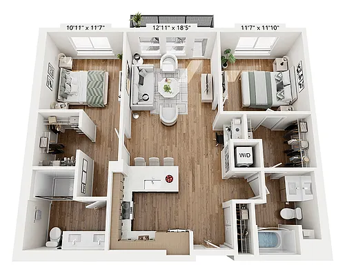 Floor plan Two bedroom (B2C)