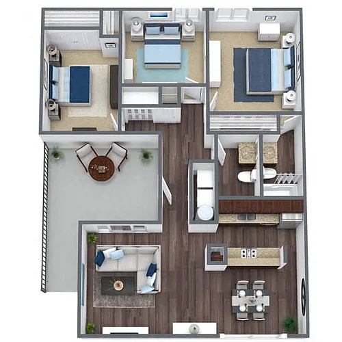 Floor plan C1: 3 Bed 2 Bath