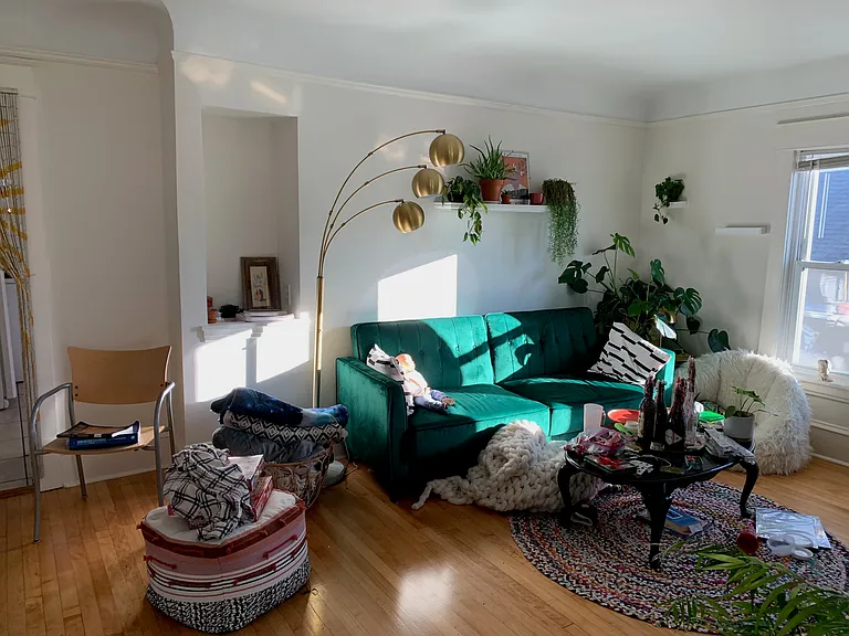 Another view of the living room, decorated differently.