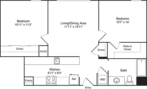 Floor plan 2 Bedroom J