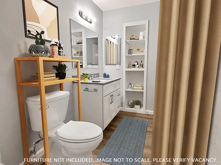 Bathroom with Built-in Shelves