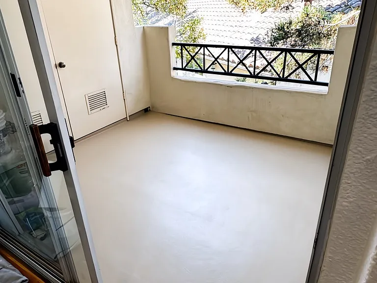 View of patio from living room.