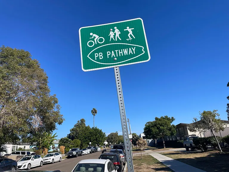 The PB Pathway for bikes runs right up Diamond Street