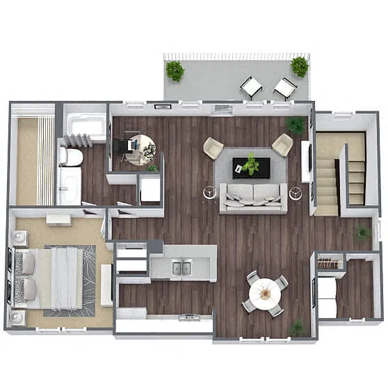 Floor plan A4: 1 Bed 1 Bath