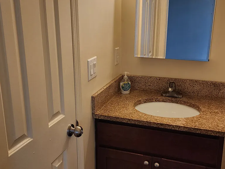 Bathroom from private entrance of master bedroom.