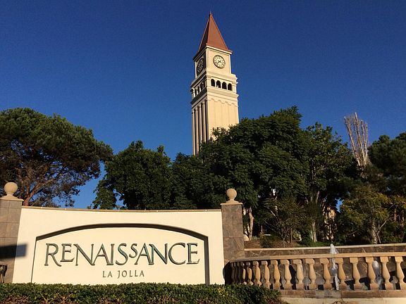 La Jolla Renaissance Clock Tower with community shops and restaurants