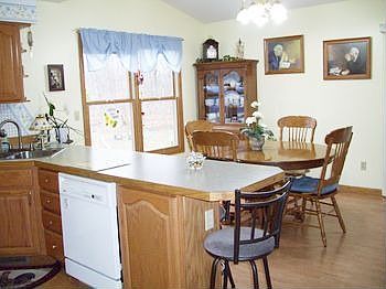 View of the dining area from the kitchen.