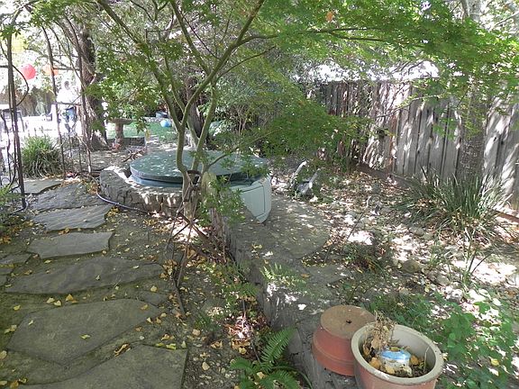 Shady hot tub area