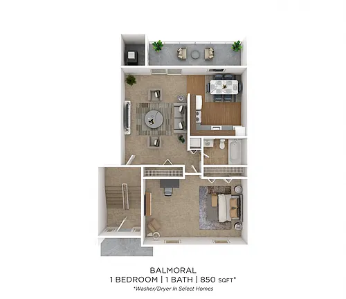 Floor plan One Bedroom - Balmoral