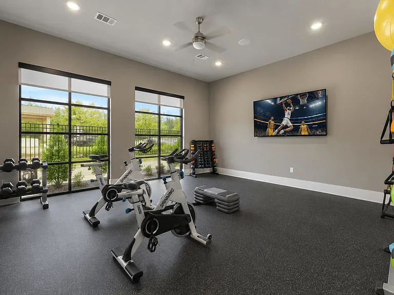 Enjoy a convenient workout with cardio equipment and plenty of natural light.