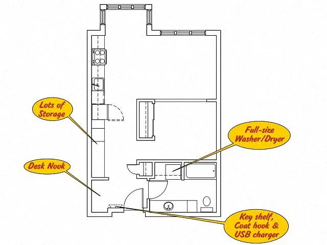 Floor plan 3150 Bldg 1 bed 1 bath B2