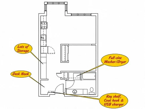 Floor plan 3150 Bldg 1 bed 1 bath B2