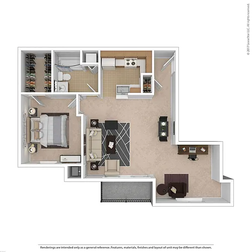 Floor plan 1 Bedroom Traditional with Den