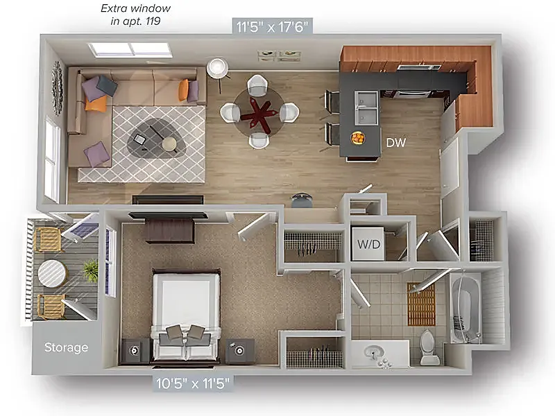 Floor plan 1 Bed 1 Bath 674
