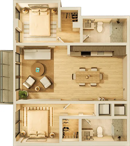 Floor plan 2 bed, 2 bath floorplan