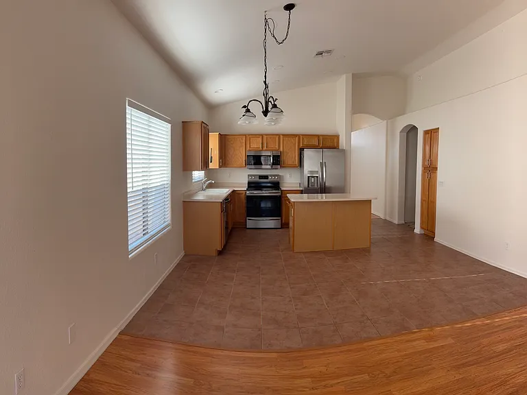 Kitchen from patio doors