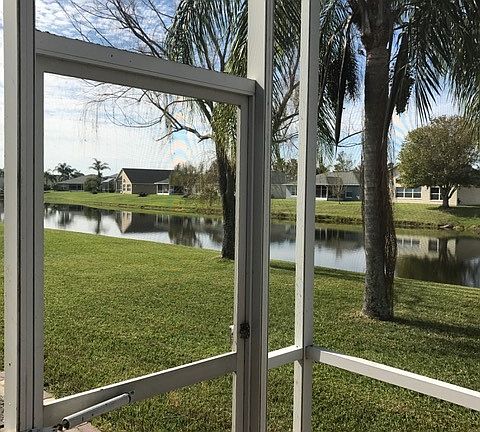 Screened porch view of water
