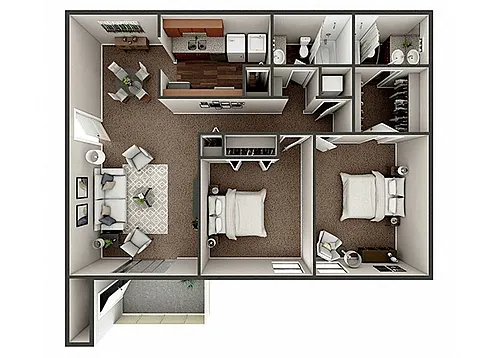 Floor plan 2 Bed 2 Bath Renovated