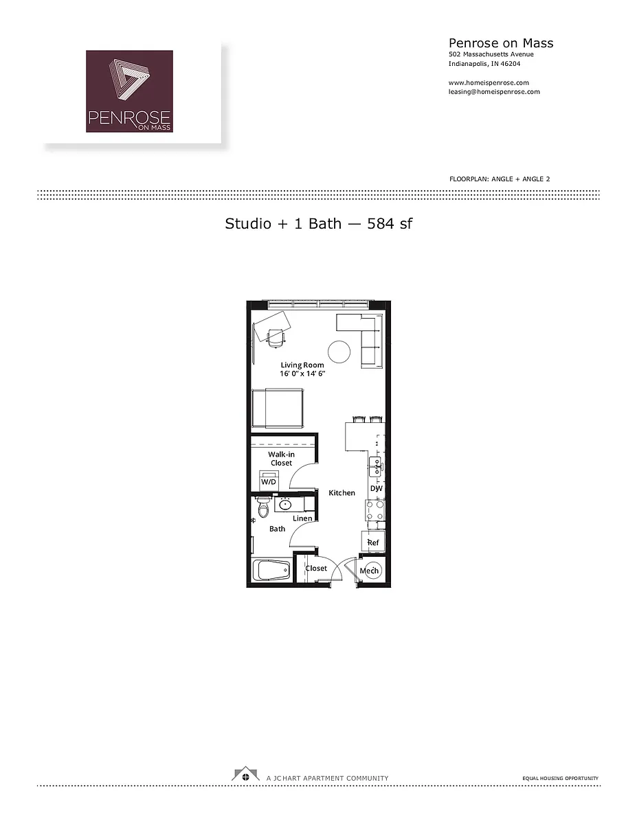 Floor plan Studio A NJ/North Street (tub/no balc)