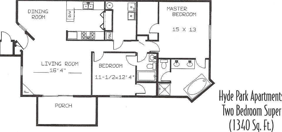 Hyde Park 2 Bedroom Large Floorplan